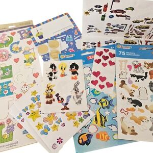 Vintage Sandylion Sticker Lot Looney Tunes Dogs Cats Hallmark Mix Partial Sheets